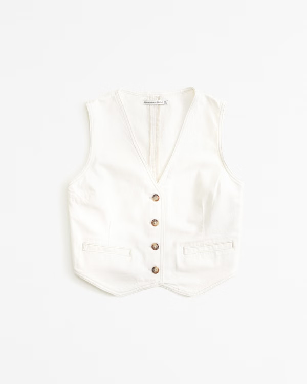 Women's The A&F Mara Denim Vest | Women's Tops | Abercrombie.com | Abercrombie & Fitch (US)