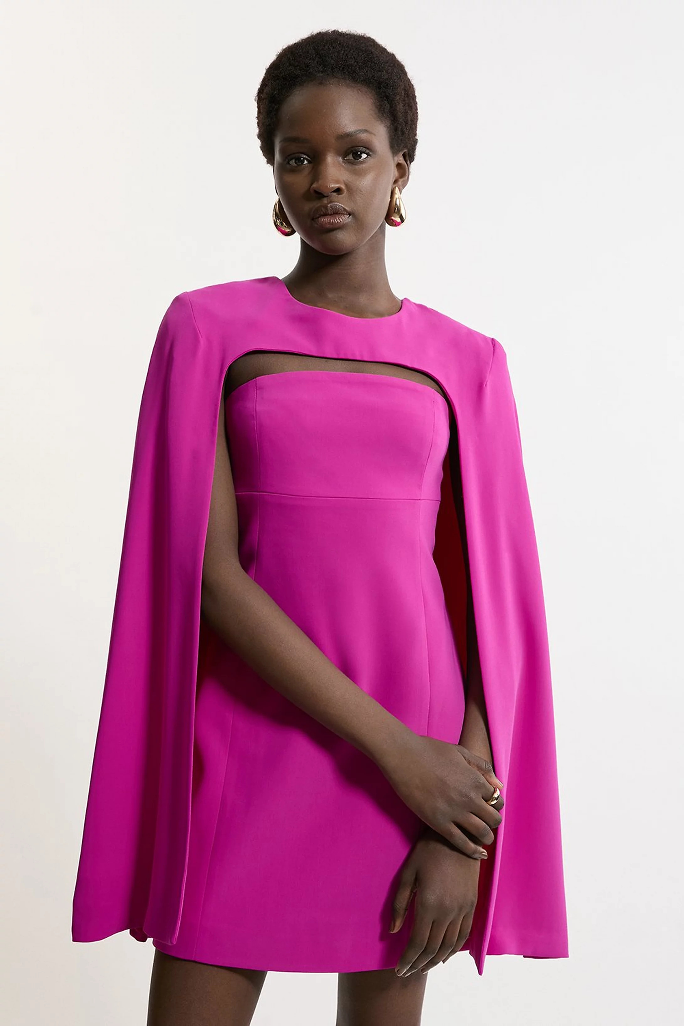 Petite Soft Tailored Caped Mini Dress | Karen Millen US