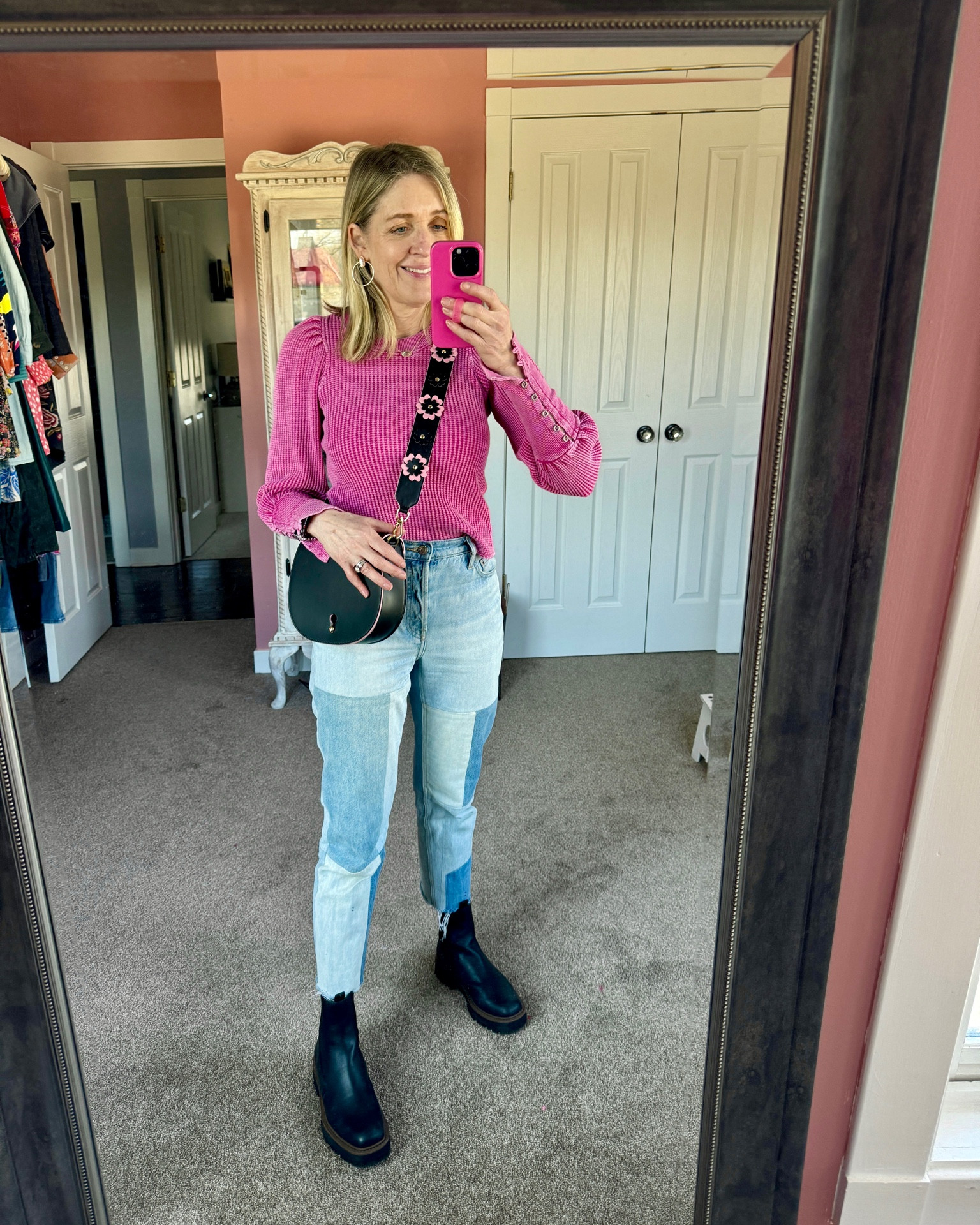 Everyday winter outfit idea. #freepeople #patchworkjeans #jeans

#LTKover40 #LTKfindsunder100 #LTKSeasonal