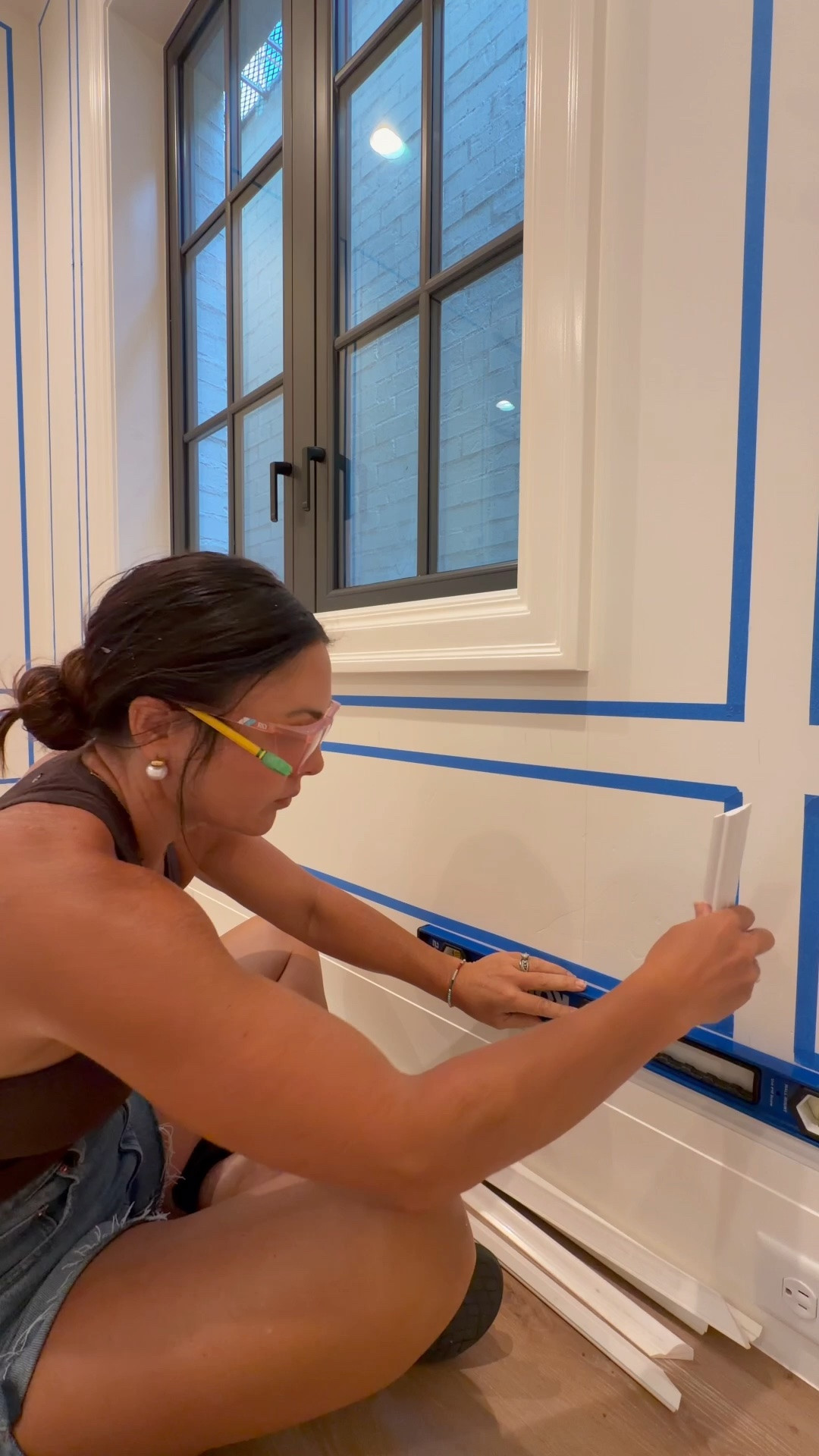 Thin blue tape, laser level, and pvc trim super beginner friendly wall molding.

Also linked peel and stick wall trim and my cordless nail gun

#LTKActive #LTKSaleAlert #LTKmomlife