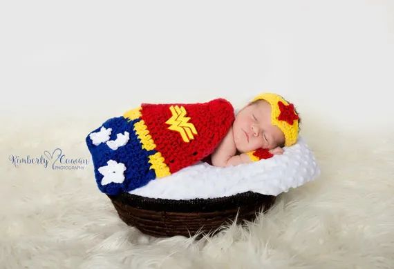 Crochet Wonder Woman Newborn Photo Prop/Super Heros/Photography Prop/Baby Shower Gifts/Infant Hal... | Etsy (US)