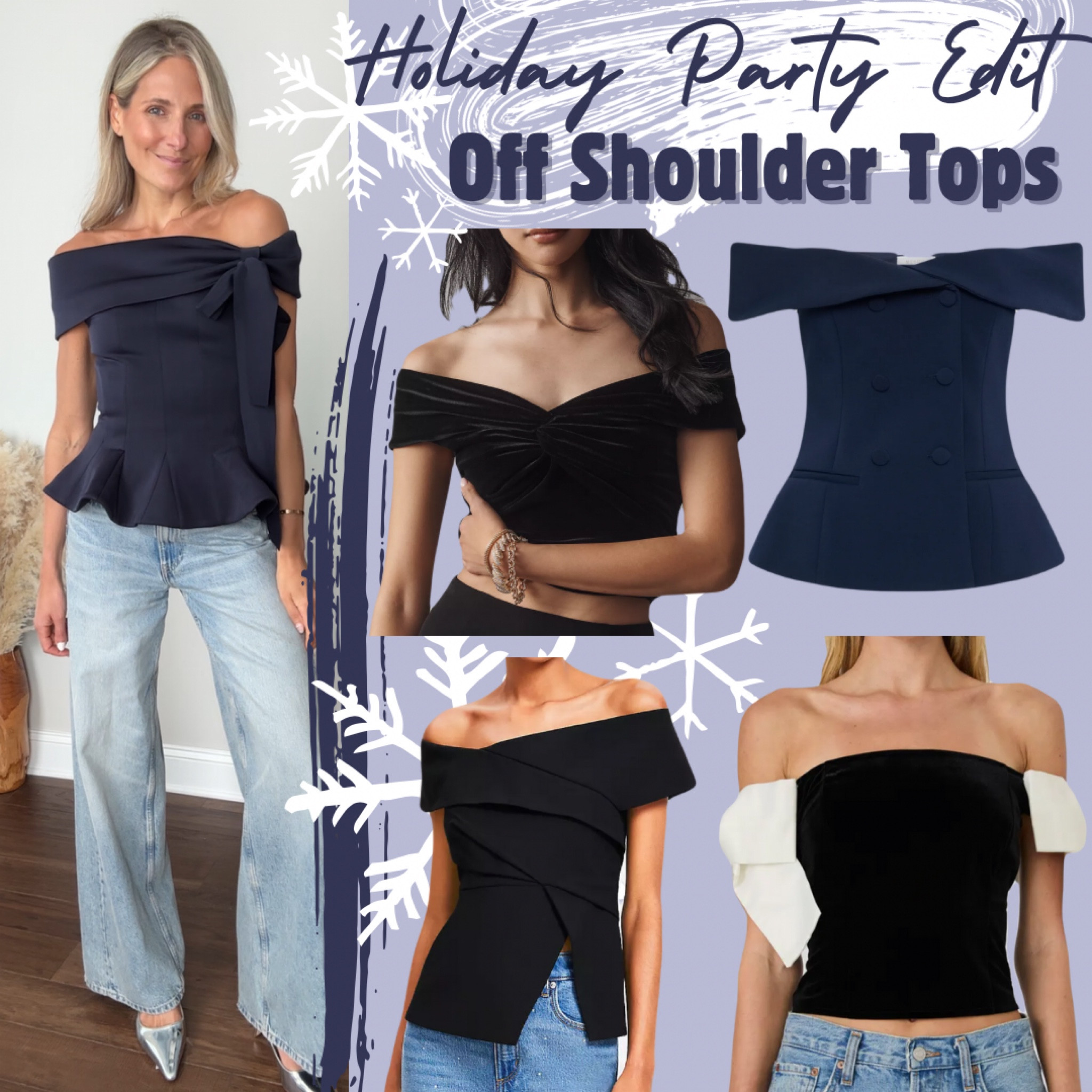Holiday party edit: off shoulder tops. Perfect party top! Show off your shoulders featuring velvet, feminine bows, ruching and tailored details. Add jeans and a silver kitten heel to complete the look!

#LTKParties #LTKHoliday #LTKFindsUnder100