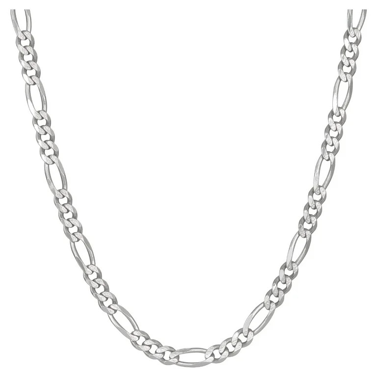 Brilliance Fine Jewelry Sterling Silver Figaro Necklace, 22 in, 3+1 Chain Pattern | Walmart (US)