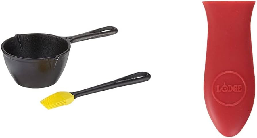 Lodge Cast Iron Silicone Brush Melting Pot, 15.2 oz, Black & ASHHM41 Mini Silicone Hot Handle Hol... | Amazon (US)