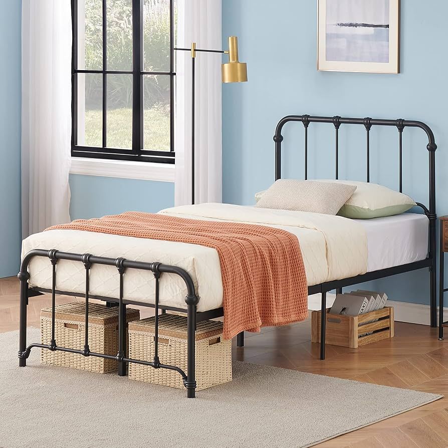 IDEALHOUSE Metal Twin Size Bed Frame with Headboard and Footboard, Black Full Size Bed Frame, Hea... | Amazon (US)