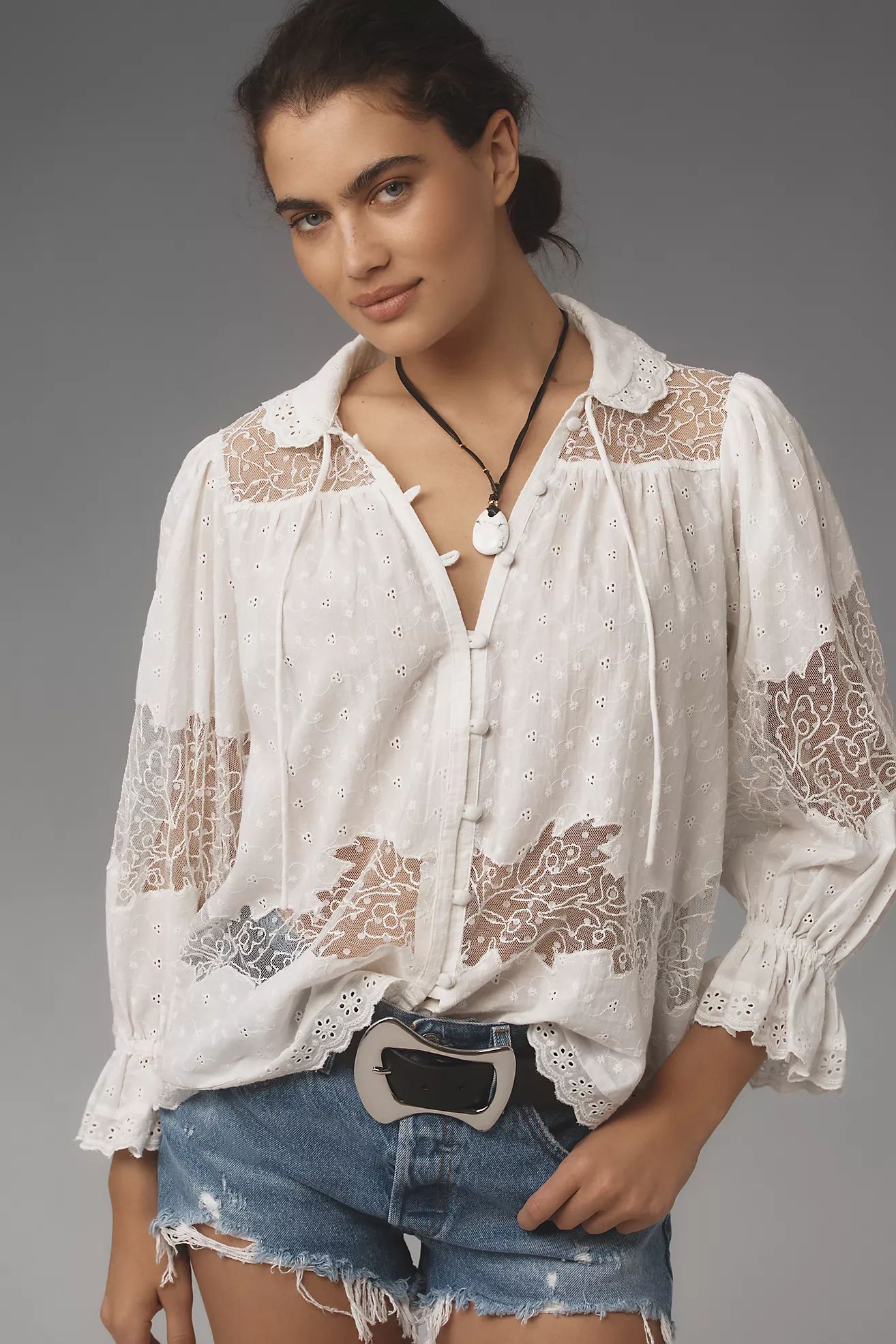 By Anthropologie Mixed Lace Blouse | Anthropologie (US)