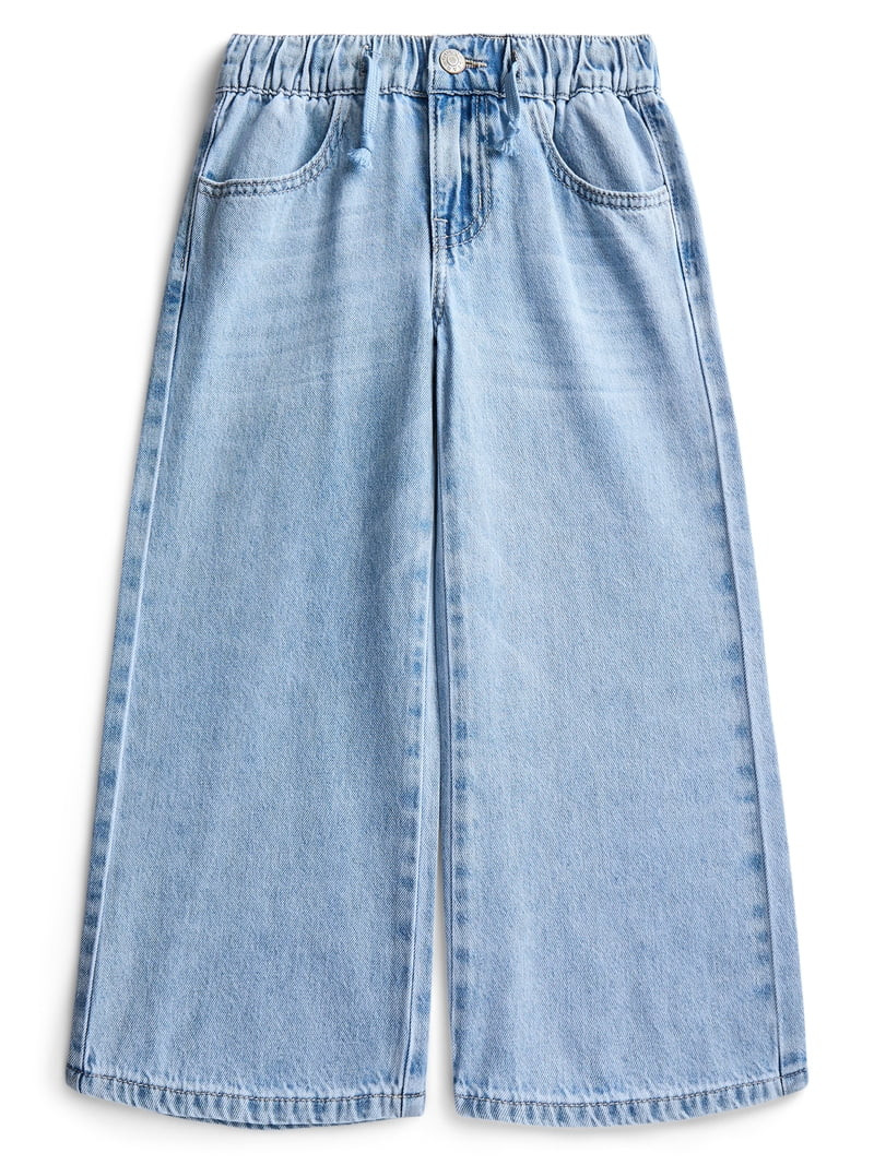 Gogo Star Girls Wide Leg Pull-On Jeans, Size 5–18 | Walmart (US)