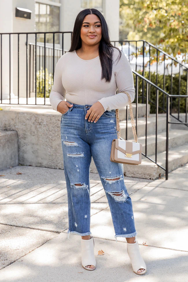 Better Than Revenge Taupe Textured Bodysuit | Pink Lily