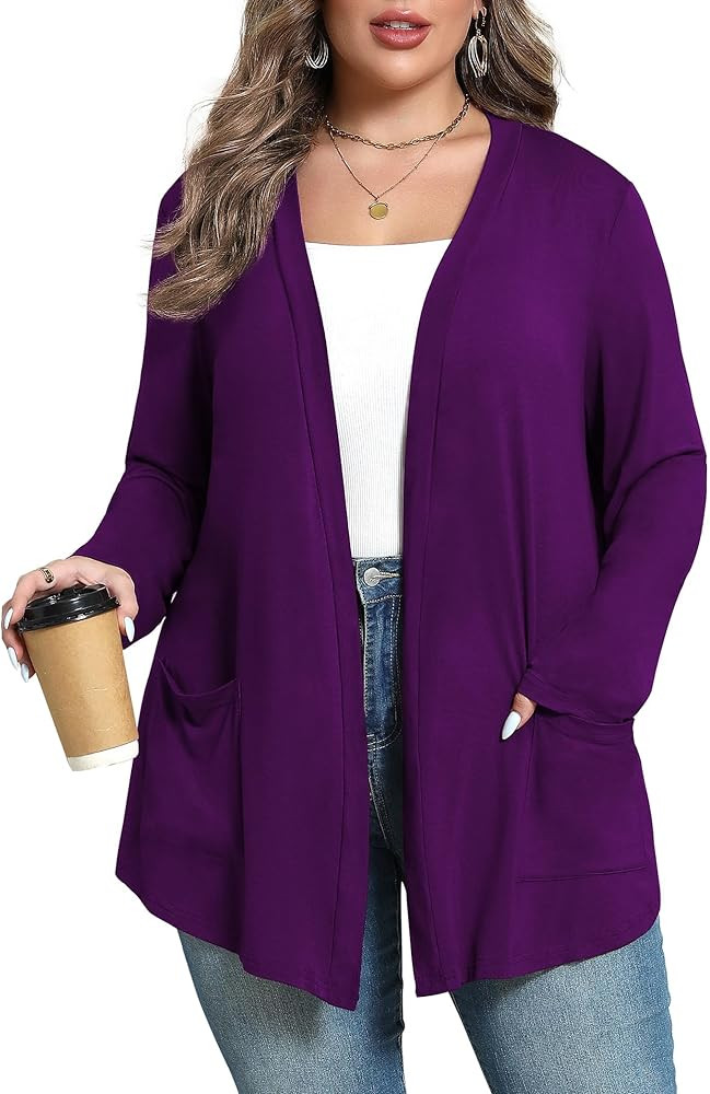 Women's Oversize Cardigans Lightweight Fall Long Sleeve Plus Size Flowy Open Front Shrugs with Po... | Amazon (US)