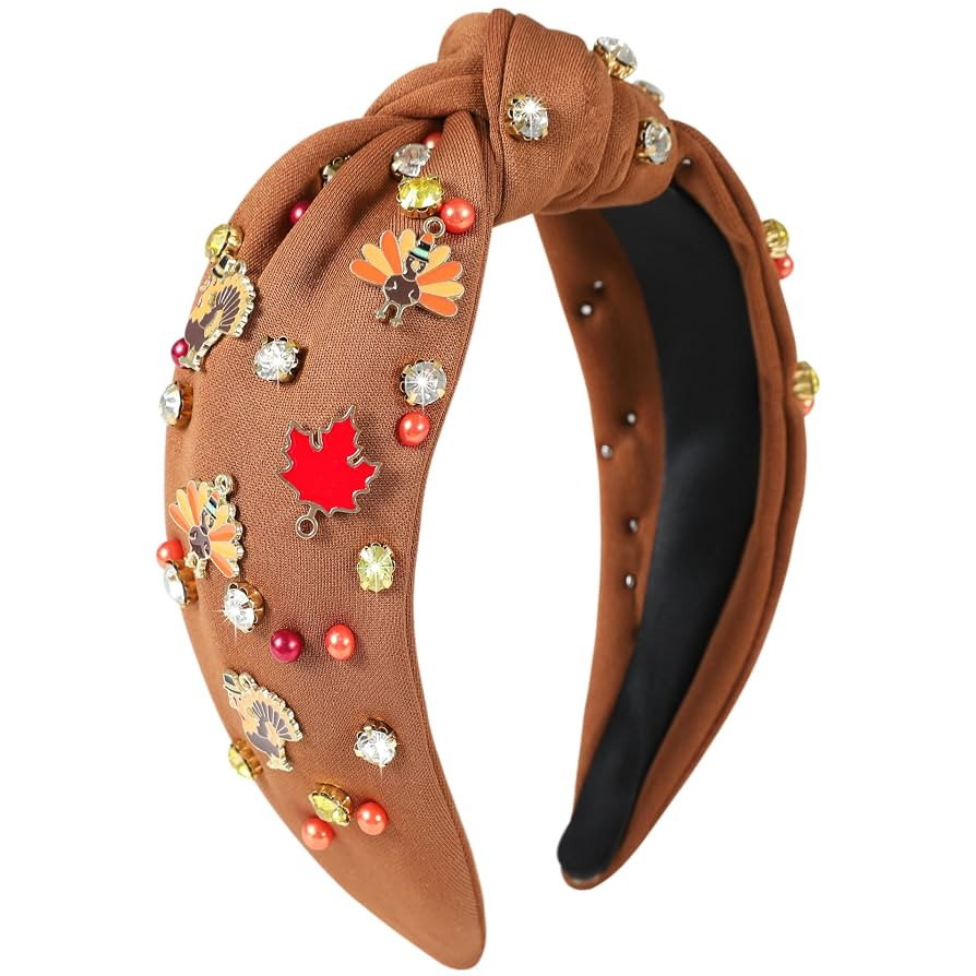 Thanksgiving Turkey Headbands for Women Adults Wide Top Knot Fall Headband Hair Accessories Beade... | Amazon (US)
