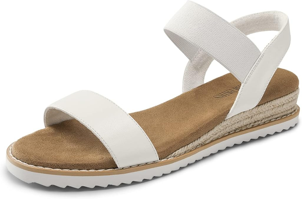 DREAM PAIRS Womens Espadrilles Ankle Stretch Elastic Strap Open Toe Comfortable Wedges Flats Spri... | Amazon (US)