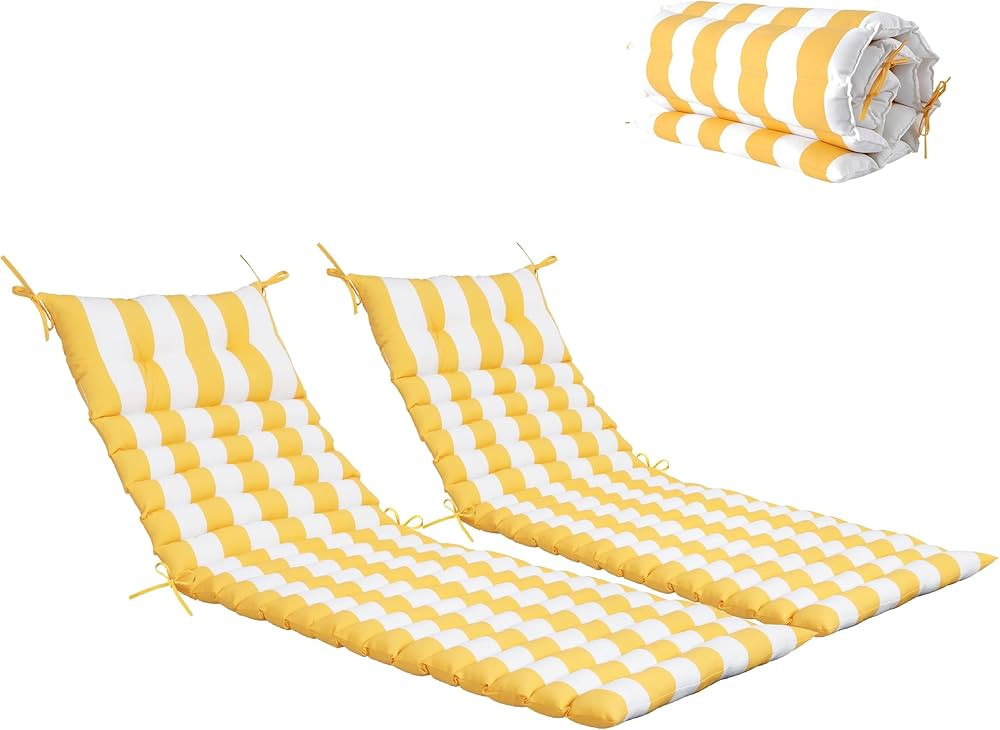 Only choice Chaise Lounge Cushion Set of 2, Outdoor Lounge Chair Cushion with Headrest for Patio,... | Amazon (US)