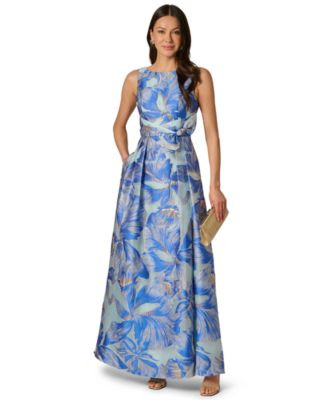 Adrianna Papell Women's Square Neck Floral Dress - Blue Multi | Macy's