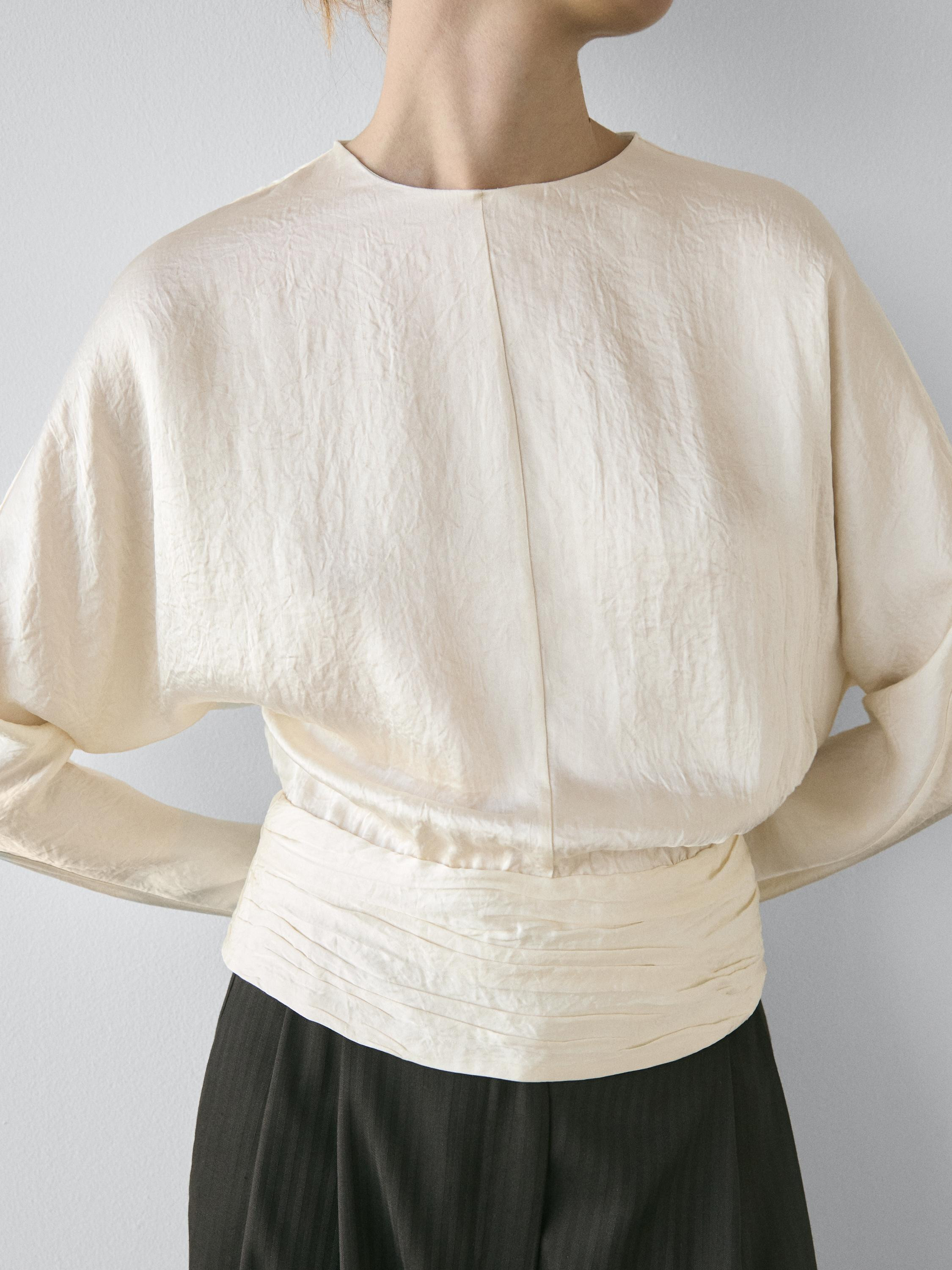 Blouse with gathered details - STUDIO | Massimo Dutti UK