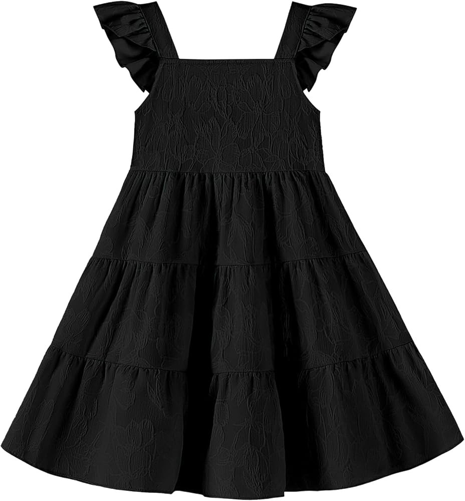 Toddler Baby Girls Dress Sleeveless Ruffle Baby Girls Summer Dress Casual Solid Floral Little Kid... | Amazon (US)