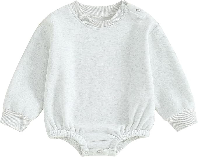Gueuusu Newborn Warm Sweatshirt Romper Baby Boy Girl Solid Crewneck Long Sleeve Fleece Sweater Bo... | Amazon (US)