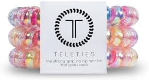 TELETIES - Spiral Hair Coils - Ponytail Holder Hair Ties for Women - Phone Cord Hair Ties - Stron... | Amazon (US)