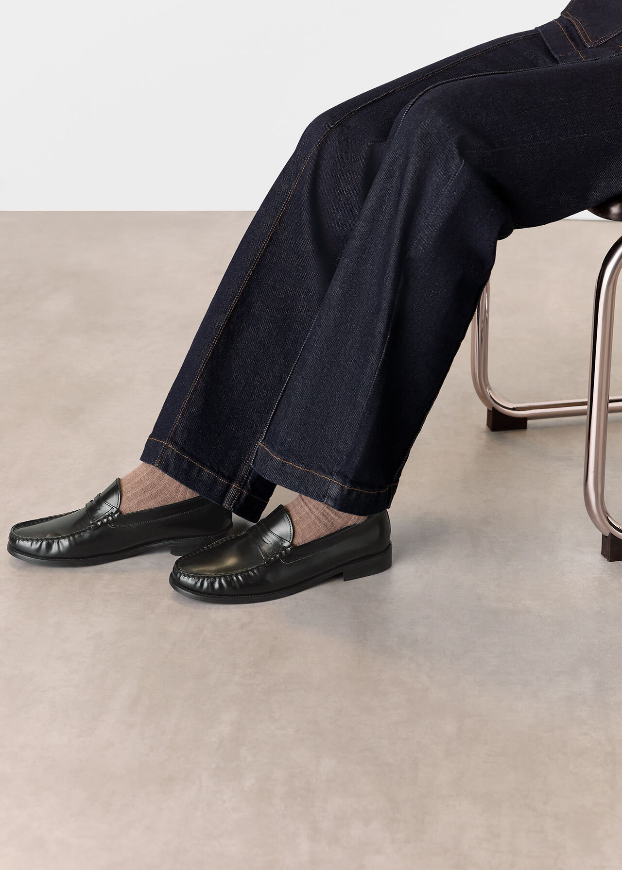 Women's Black Leather Round Toe Loafers | Whistles UK | | Whistles