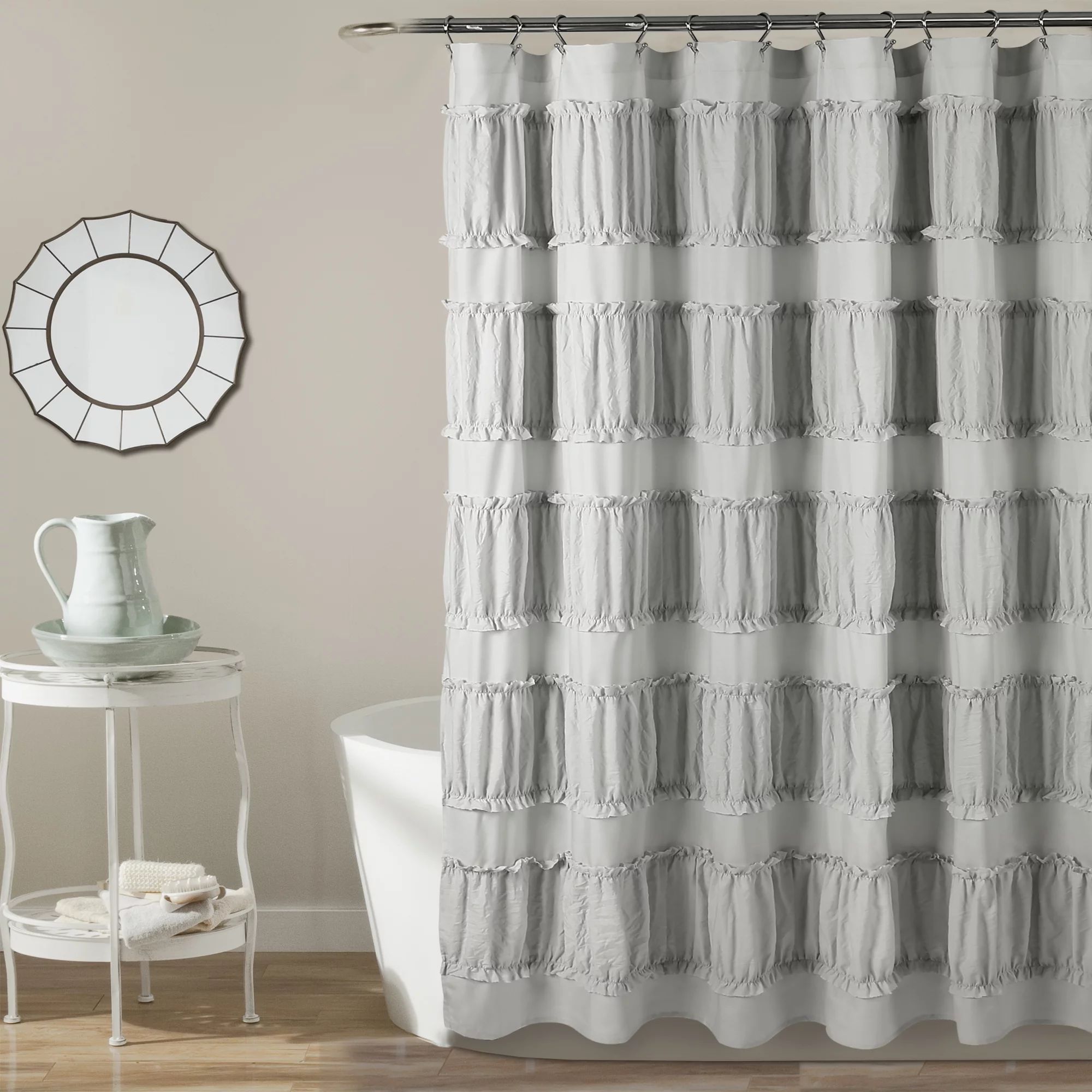Lush Decor Nova Ruffle Textured Polyester Shower Curtain, 72x72, Gray, Single | Walmart (US)