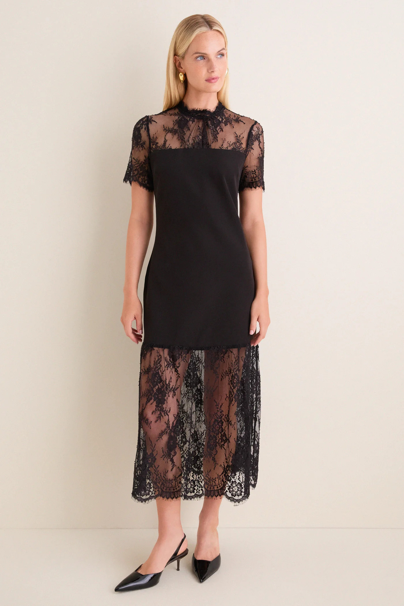 Black Lace Adelia Midi Dress | Tuckernuck (US)