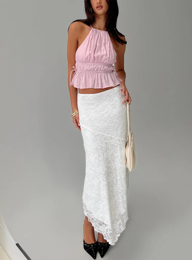 Freebirds Lace Midi Skirt White | Princess Polly US