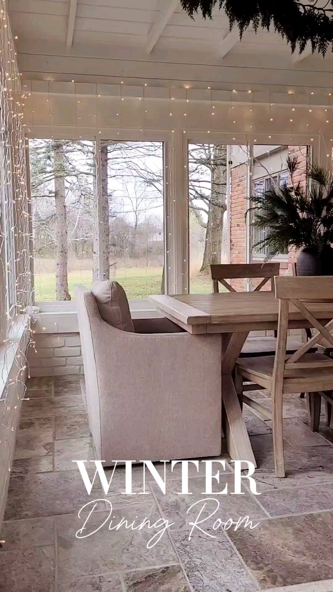 Winter dining room decor - upholstered dining chair,  dining table,  oversized chandelier,  twinkle lights,  centerpiece 

#LTKWatchNow #LTKHome