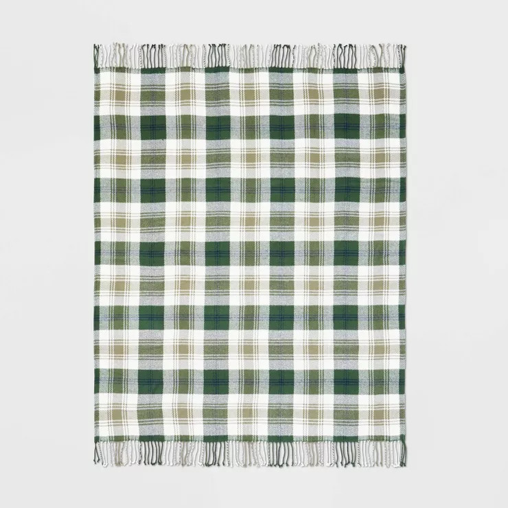 Tartan Plaid Woven Throw Blanket Tonal Green - Hearth & Hand™ with Magnolia | Target