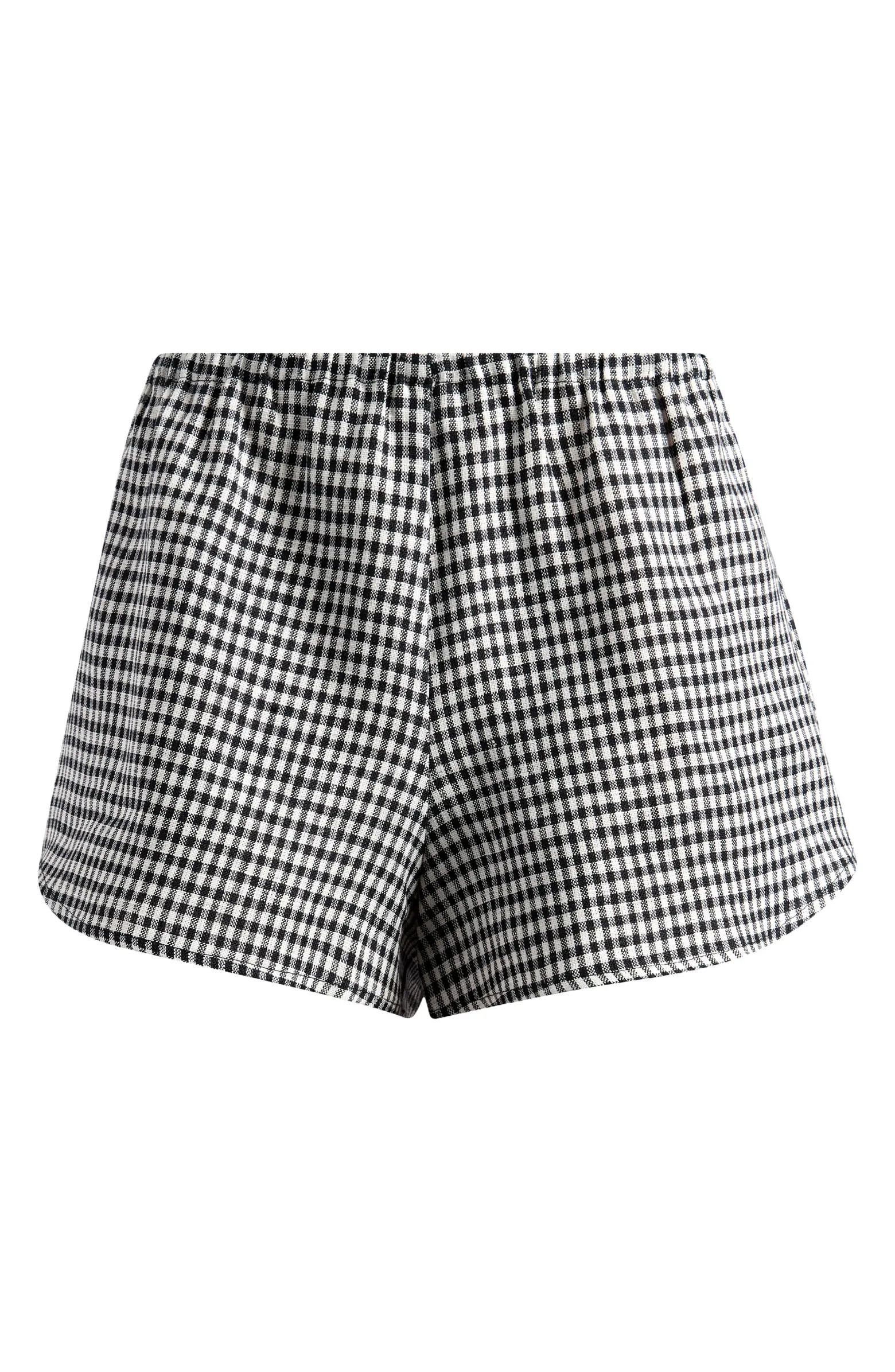 Reformation Tiffie Check Linen Shorts | Nordstrom | Nordstrom