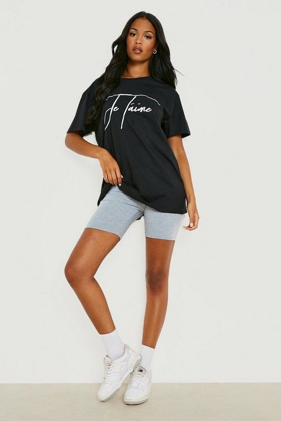 Black Tall 'Je T'Aime' Graphic T-Shirt | Boohoo.com (US & CA)