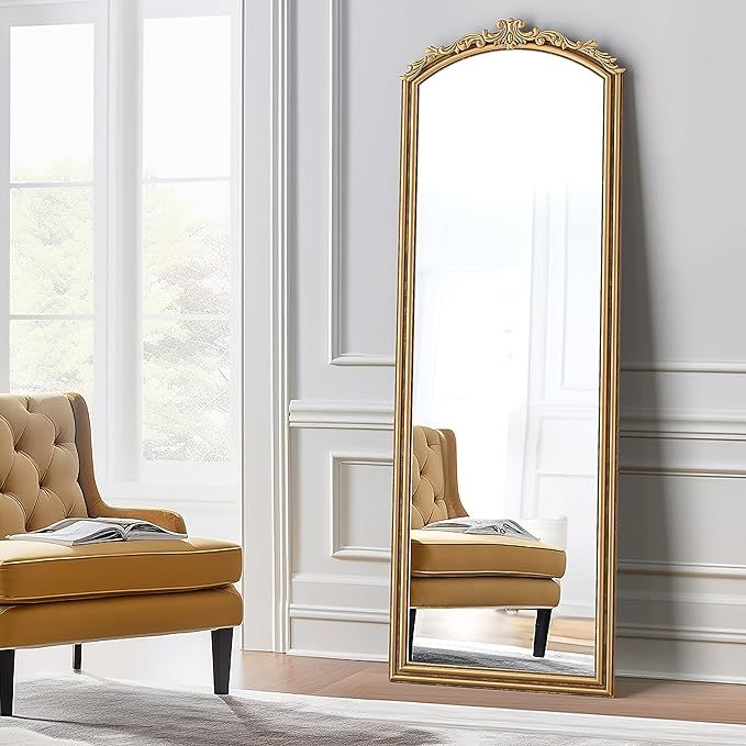 Barnyard Designs 22" x 64" Vintage Gold Full Length Mirror - Antique Floor Mirror with Ornate Car... | Amazon (US)