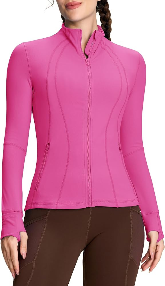 QUEENIEKE Workout Jackets for Women Full Zip Slim Fit Athletic Running Jacket with Thumb Holes | Amazon (CA)