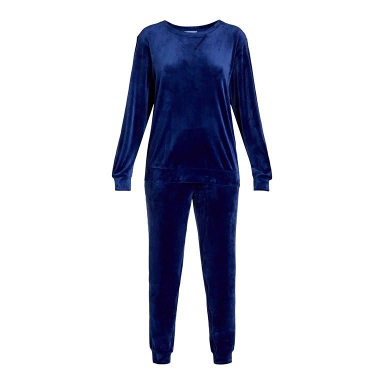 Time and Tru Women's Velour Sweatshirt and Jogger Pants Set, 2-Piece, Sizes XS-XXXL | Walmart (US)