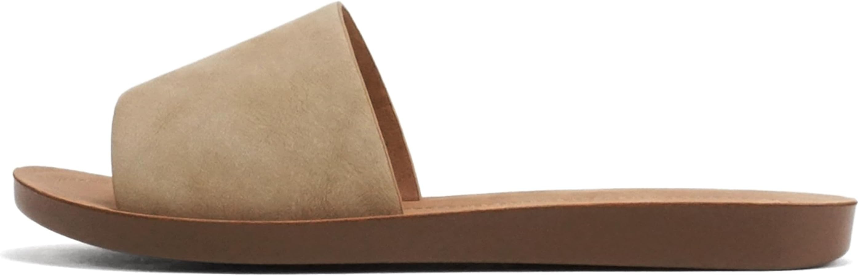 Soda Shoes Efron-S Women Flip Flops Basic Plain Slippers Slip On Sandals Slides Casual Peep Toe B... | Amazon (US)