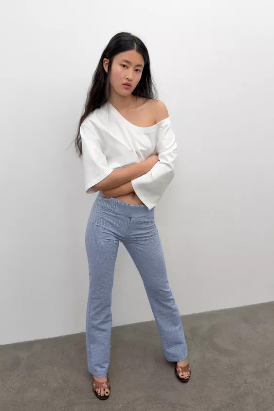 FLARE GINGHAM TROUSERS | Zara UK