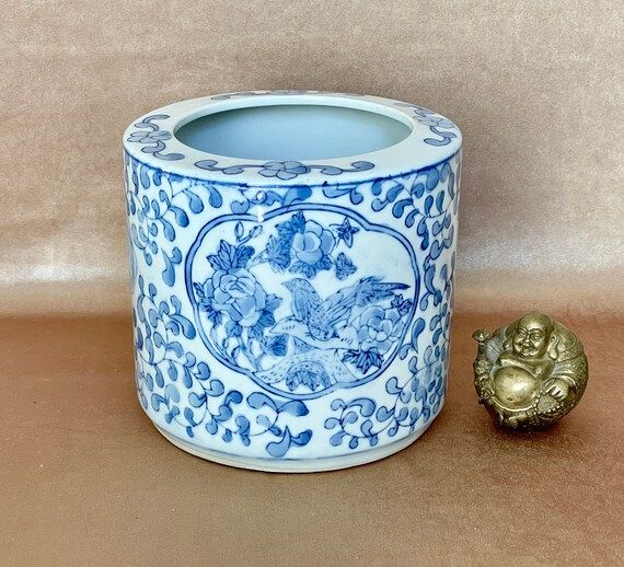 Blue and White Chinoiserie Planter Pot Porcelain Crock for | Etsy | Etsy (US)