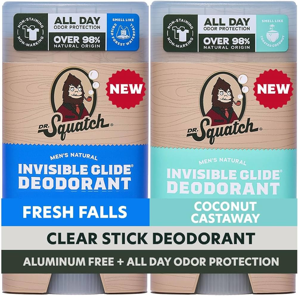 Dr. Squatch Invisible Glide Natural Men\u2019s Deodorant \u2013 Smooth Glide, No Stains \u2013 Al... | Amazon (US)