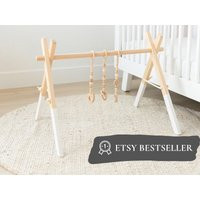 Wooden Gym - Baby With Hanging Toys Play Activity Wood | Etsy (US)