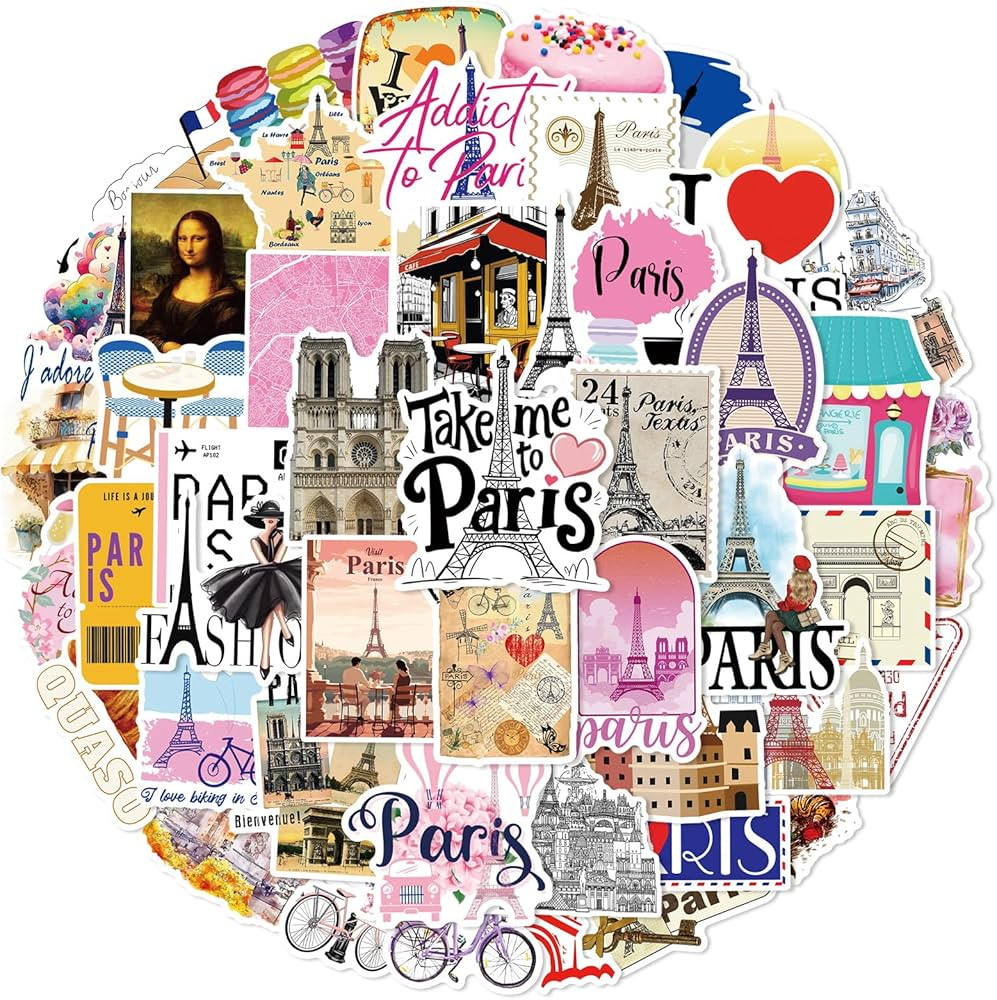50pcs Paris Vintage Eiffel Tower Stickers for Gril Teen, Waterproof Travel Stickers for Laptop, W... | Amazon (US)