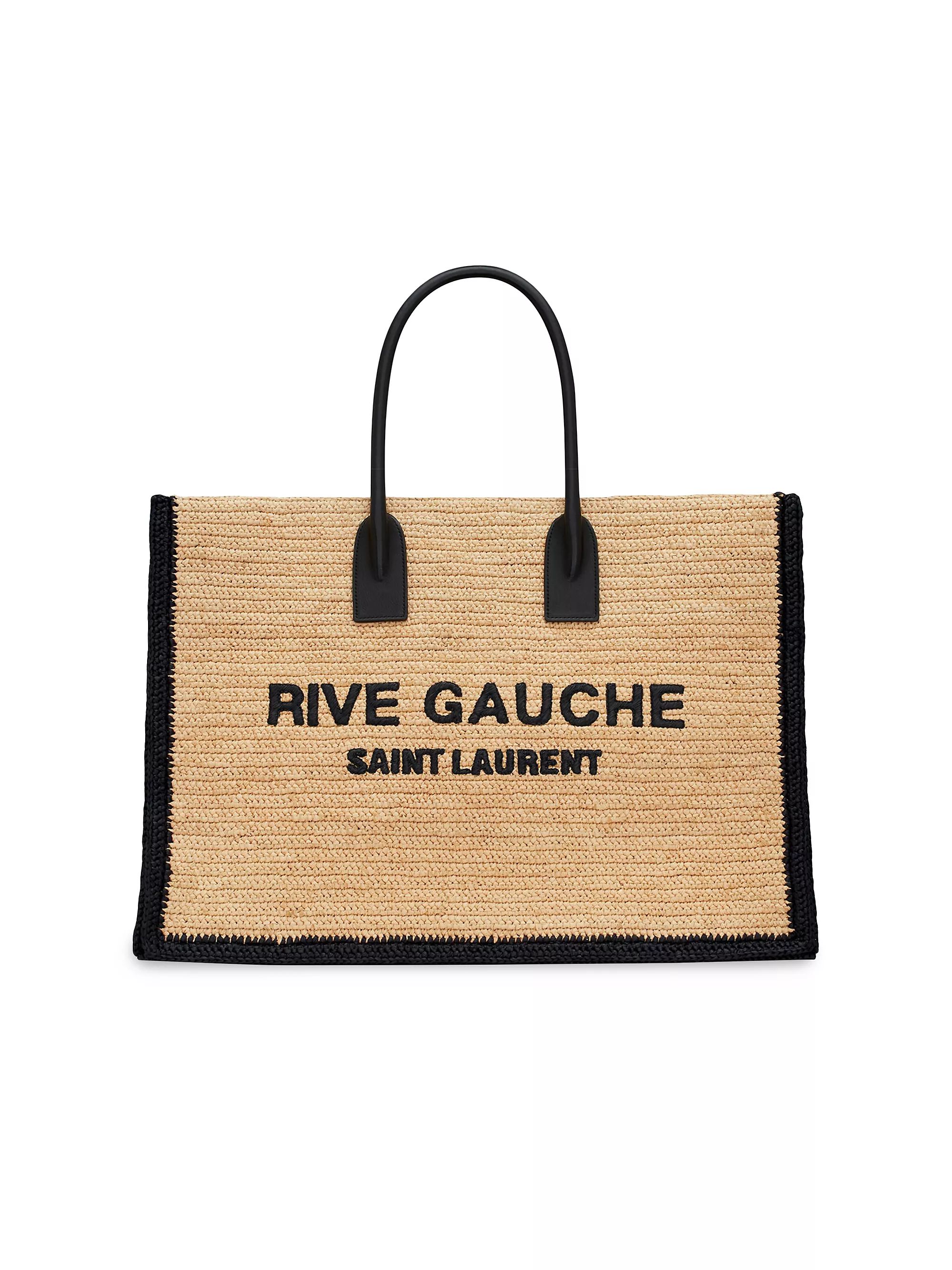 Rive Gauche Tote Bag in Raffia And Leather | Saks Fifth Avenue