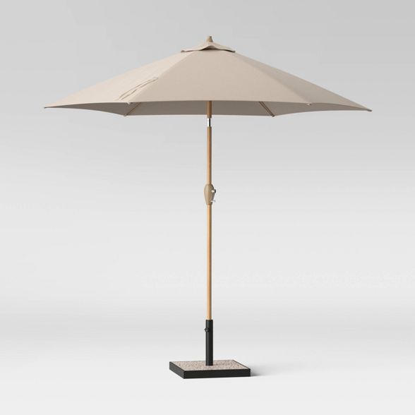 9' Round Patio Umbrella - Light Wood Pole - Threshold™ | Target