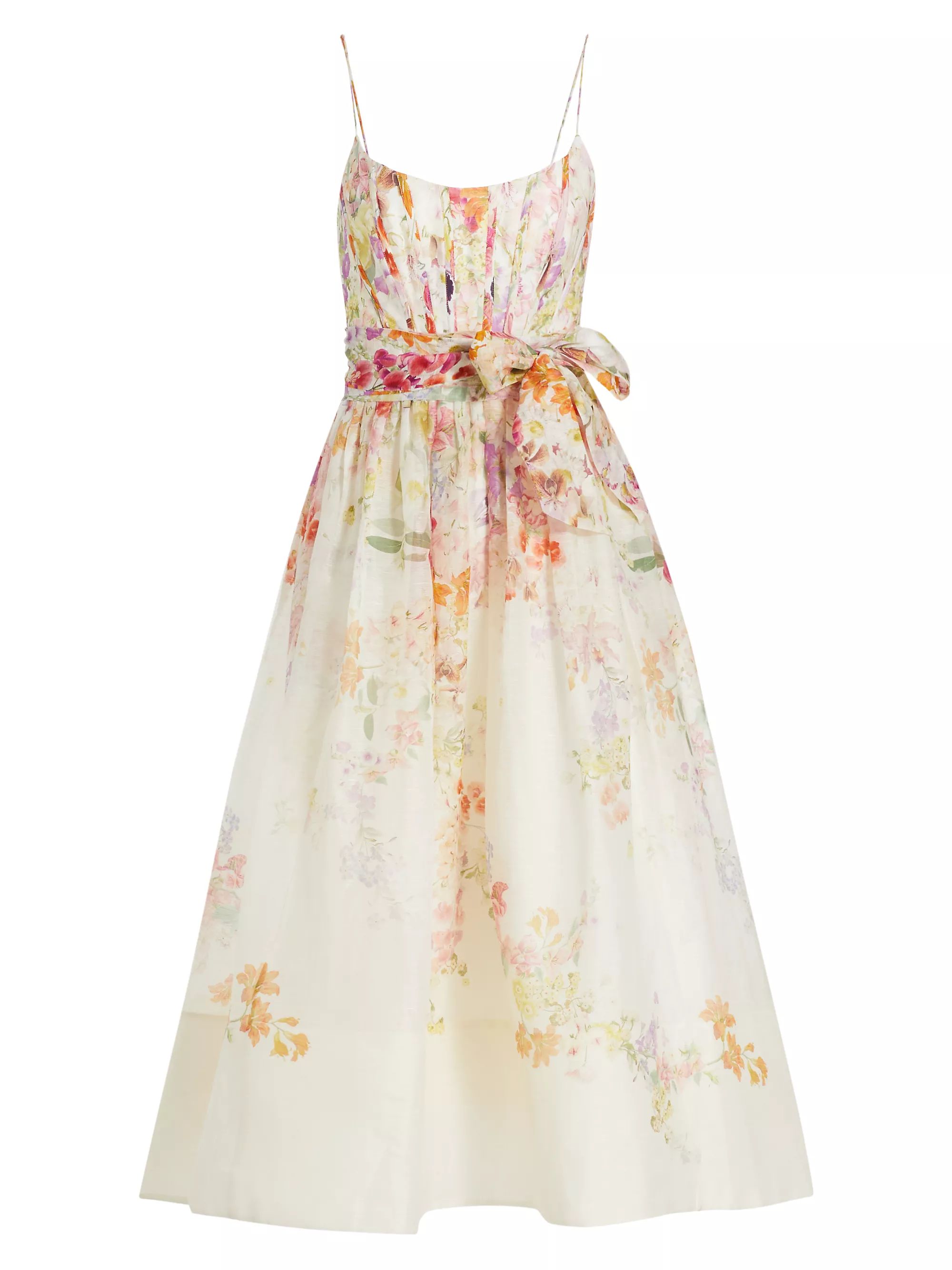 Natura Linen-Silk Corset Midi-Dress | Saks Fifth Avenue