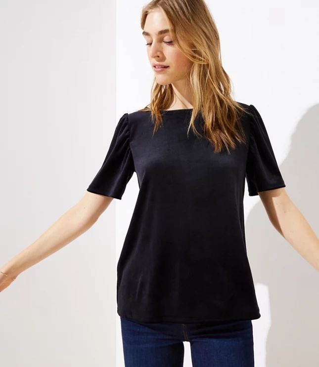 Velvet Puff Sleeve Tee | LOFT | LOFT