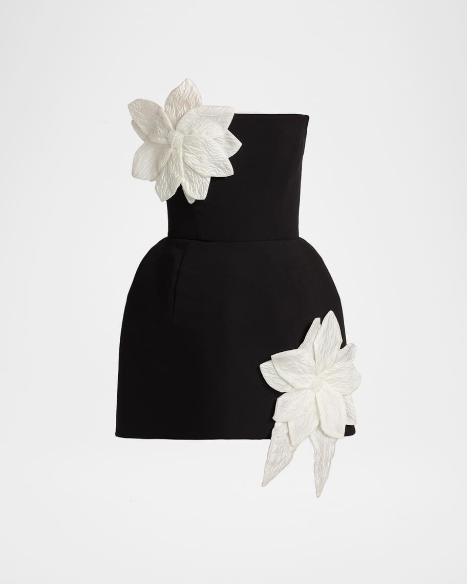 Jasmine Maraya Floral Applique Mini Dress | Neiman Marcus