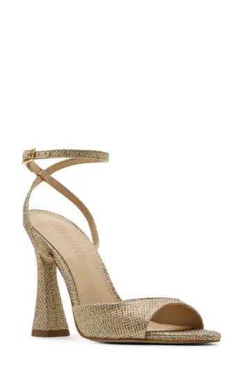Steve Madden Beki Ankle Strap Pointed Toe Sandal in Gold Fab at Nordstrom Rack, Size 10 | Nordstrom Rack