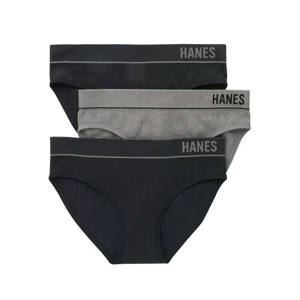 Hanes Originals Women's Seamless Rib Bikini Underwear, 3-Pack | Walmart (US)