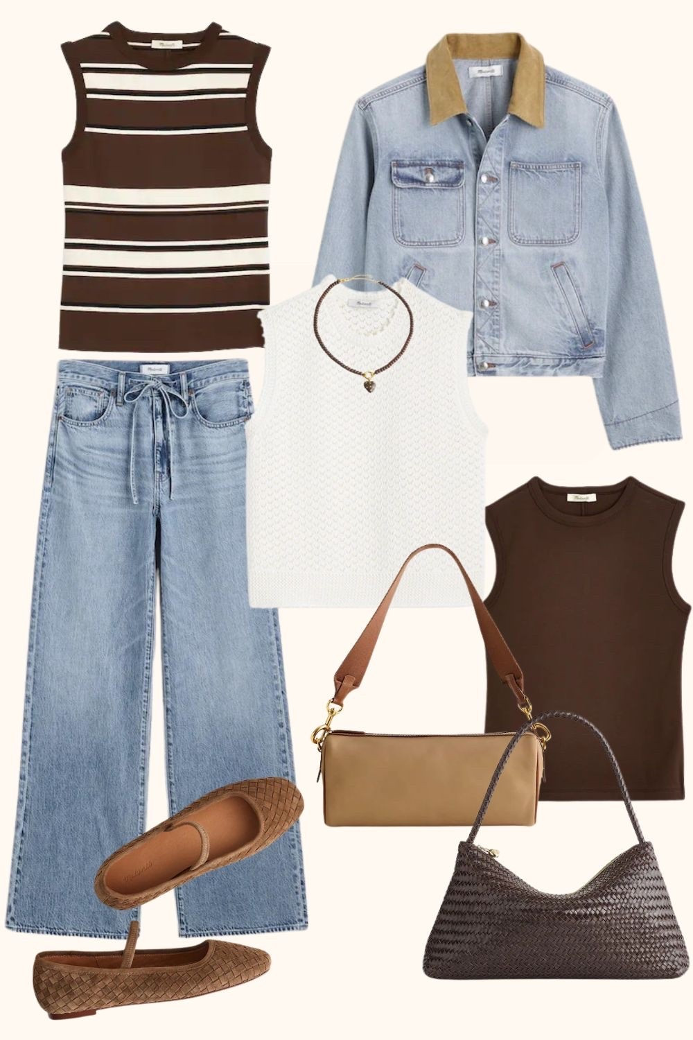 🍂 Fall Edit — Fall wardrobe I don’t have (yet) but would absolutely add to cart  @Madewell 🤎

Sleeveless Fall tops + wide-leg jeans are giving all the cozy autumn vibes. Add a denim jacket, shoulder bag, Mary Jane flat shoes, and a warm gold chain necklace to pull it all together. ✨ fall outfits women

#LTKxMadewell #LTKOver40 #LTKPetite