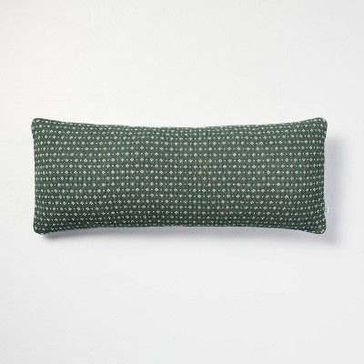 12"x30" Sweater Fleck Jacquard Knit Lumbar Throw Pillow Green/White - Hearth & Hand™ with Magno... | Target