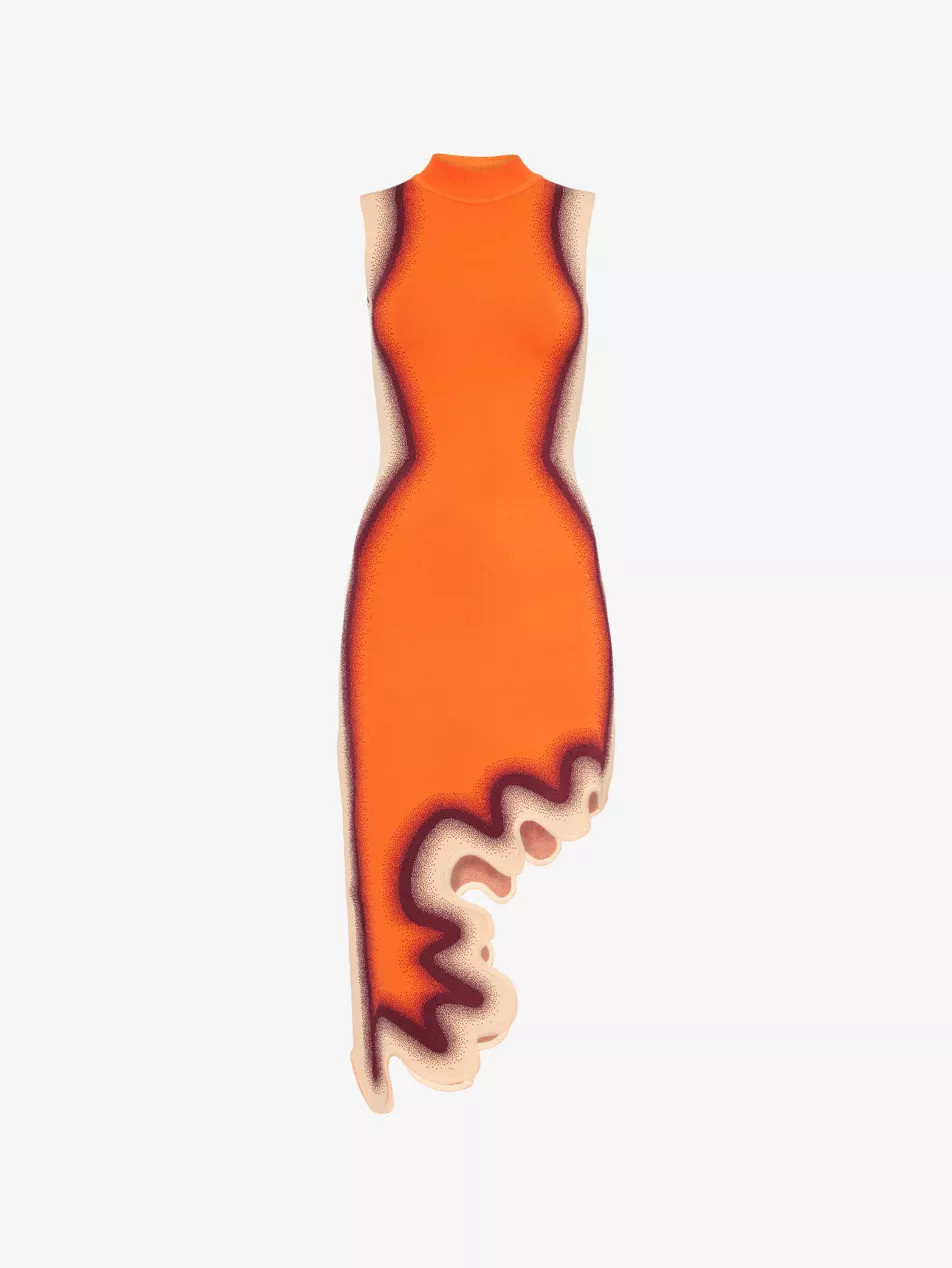 Brooklyn Wavy Asymmetric Knitted Midi Dress | Selfridges