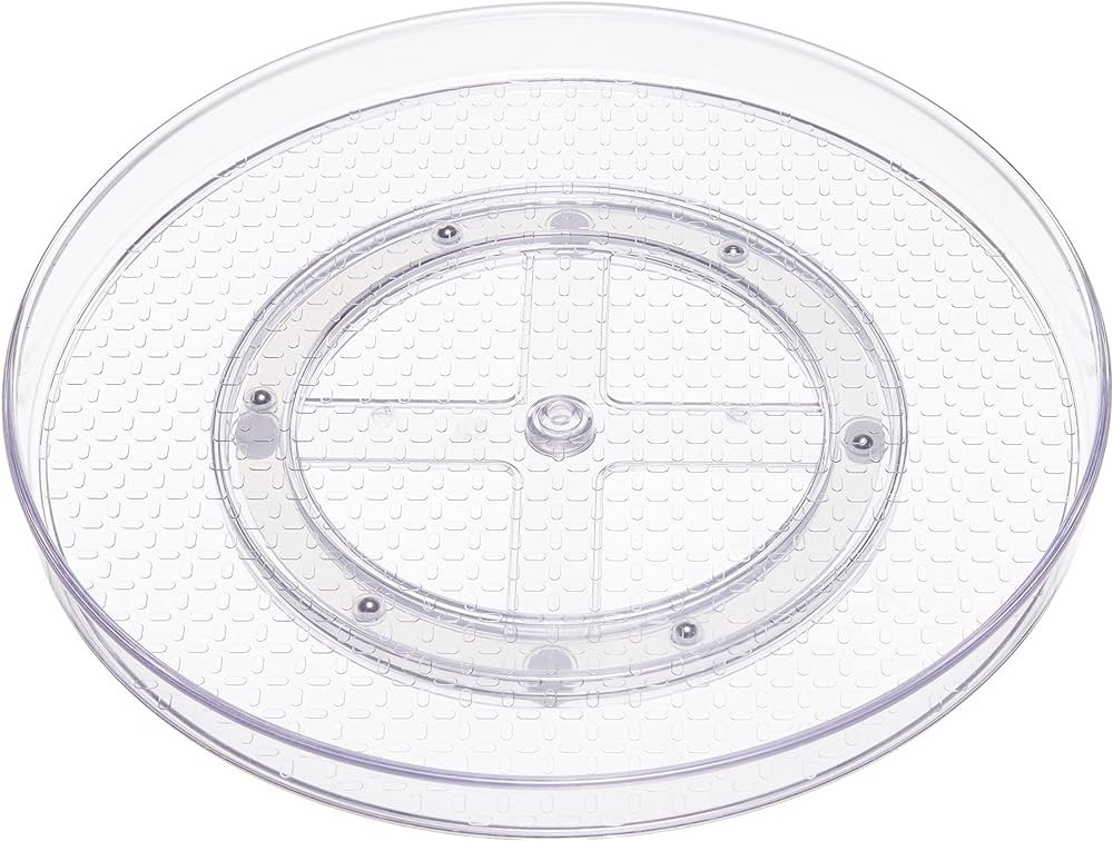 Amazon Basics 2 Tier Lazy Susan Turntable Organizer, 12" Diameter, 2-Pack, Clear | Amazon (US)