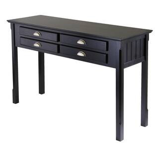 Timber 48 in. Black Rectangle Wood Console Table with Drawers | The Home Depot